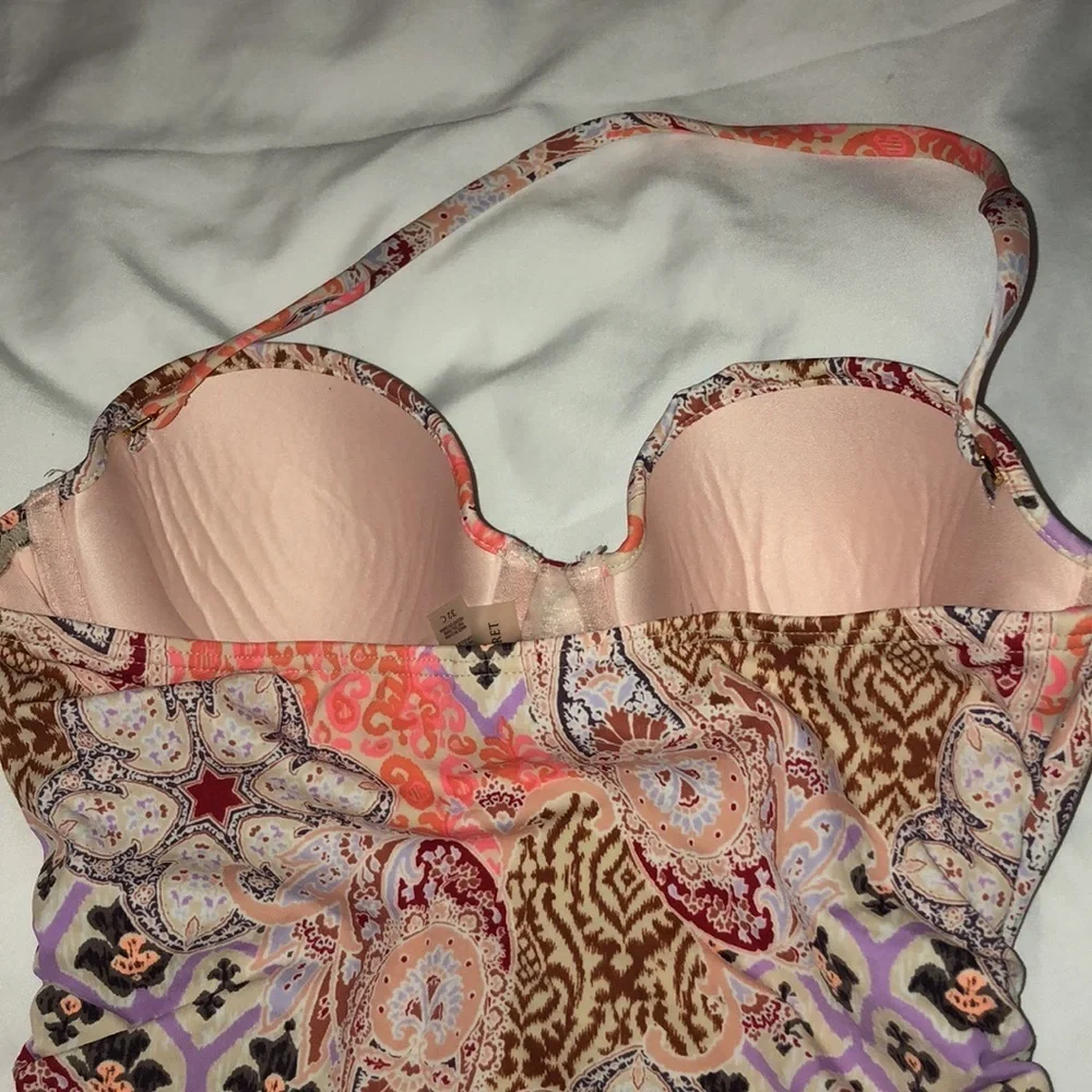 Victoria's Secret Bikini swim suit Colorful print no bottoms long top size 32C​​ - Picture 6 of 10